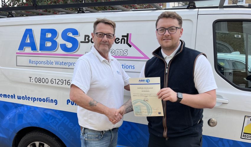 Joshua Woodward receives his CCSW structural waterproofing certification